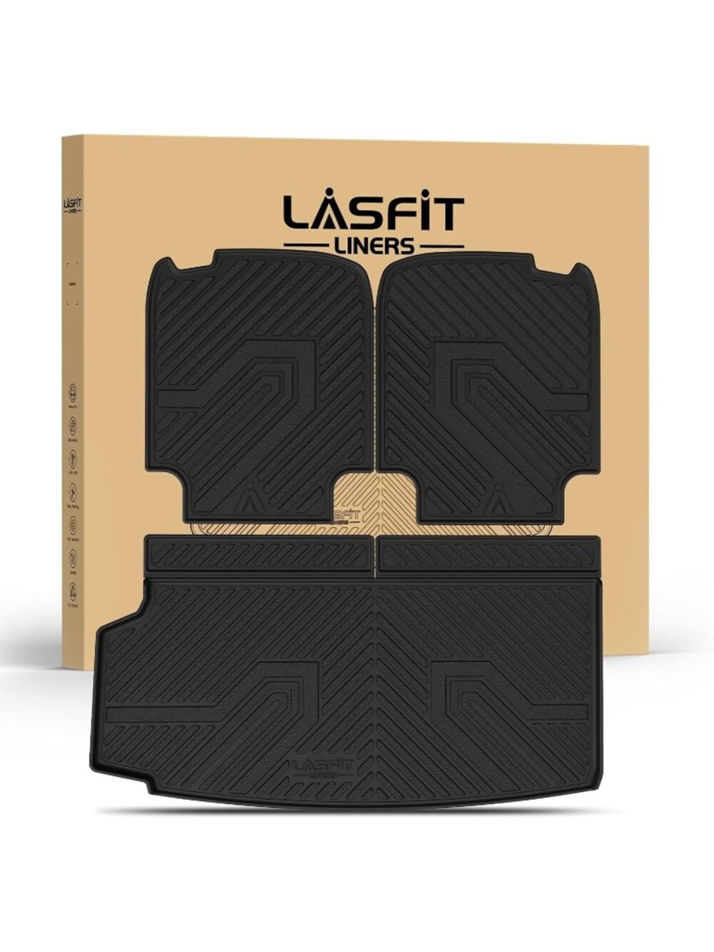 LASFIT Cargo Liner & Backrest Mat for Volvo XC90 2016-2026 TPE Custom Fit